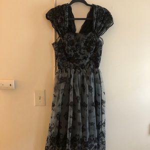 H&M Black and Silver Midi Party Dress